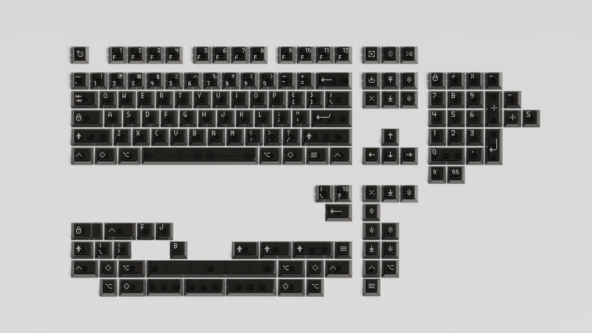 Asimov Cherry Profile Transparent Black Keycaps