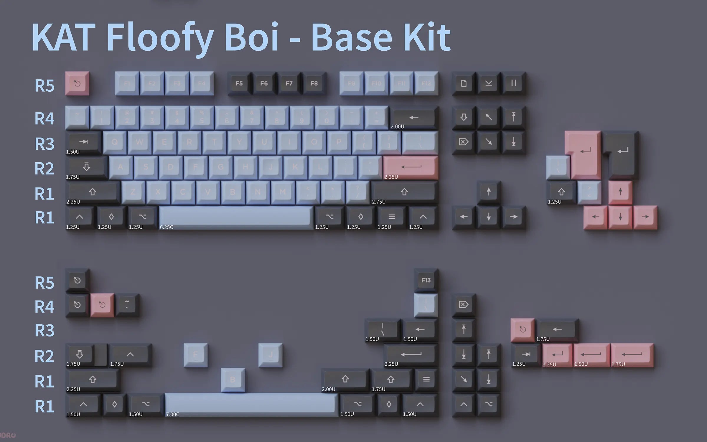 KAT Floofy Boi Thickened Double Shot PBT Keycaps-Basekit