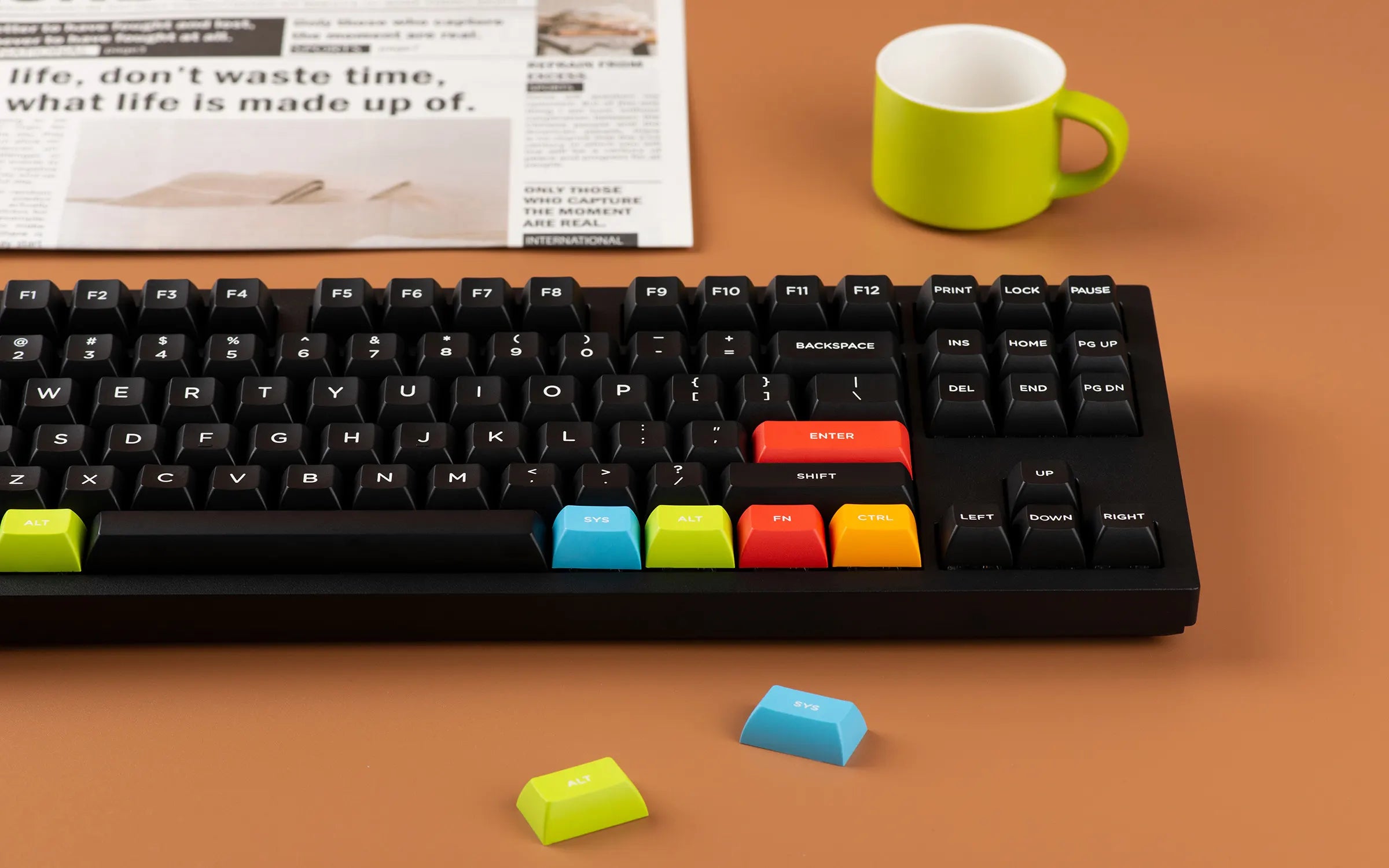 KAT White on Black Candy Thickened Double Shot Keycaps