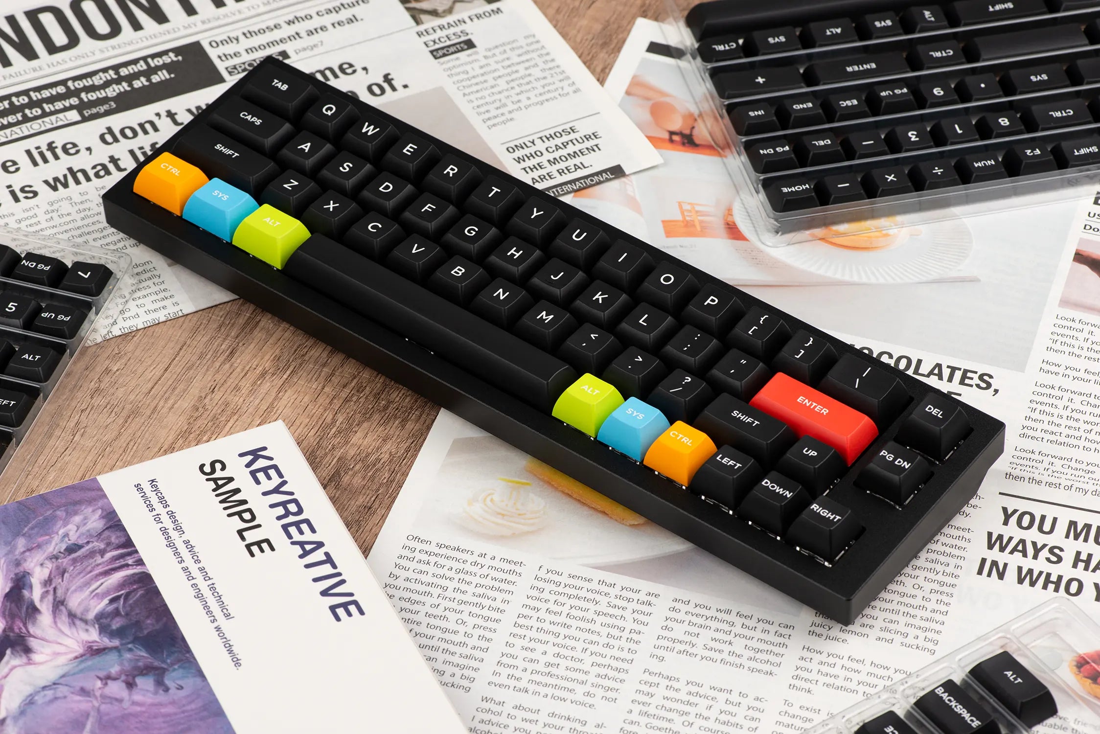 KAT White on Black Candy Thickened Double Shot Keycaps