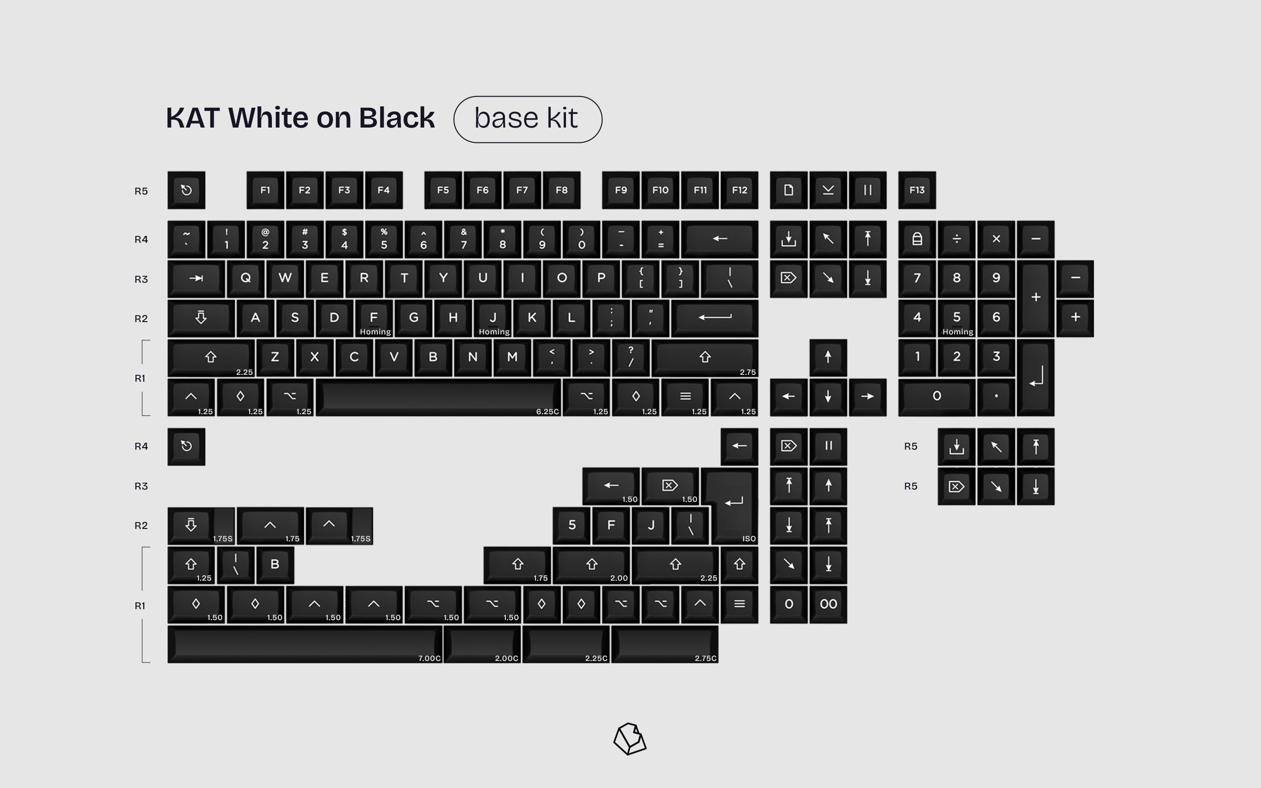KAT White on Black + Extensions Thickened Double Shot PBT Keycaps-Base