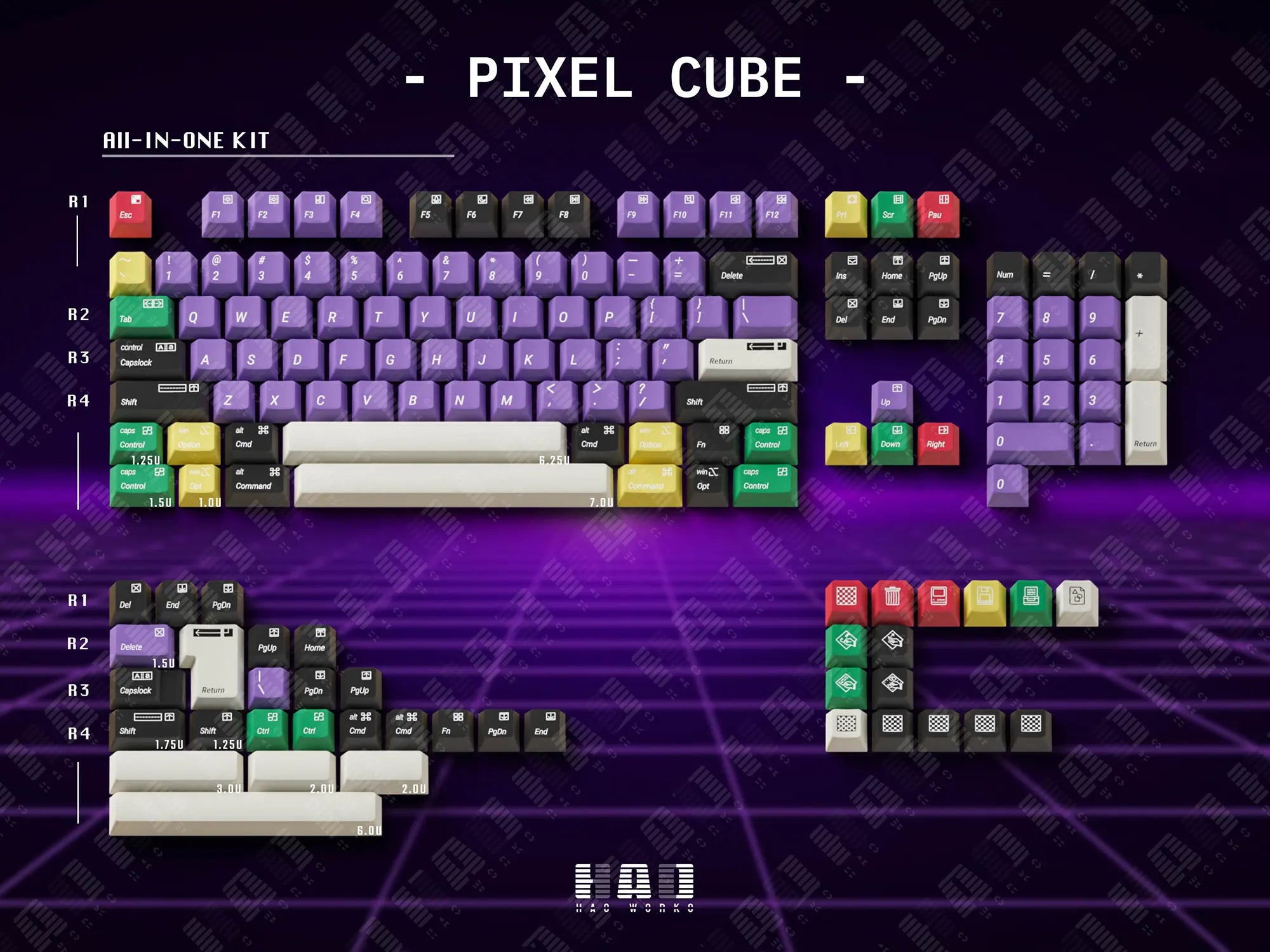 Pixel Cube ABS Cherry Profile Keycaps