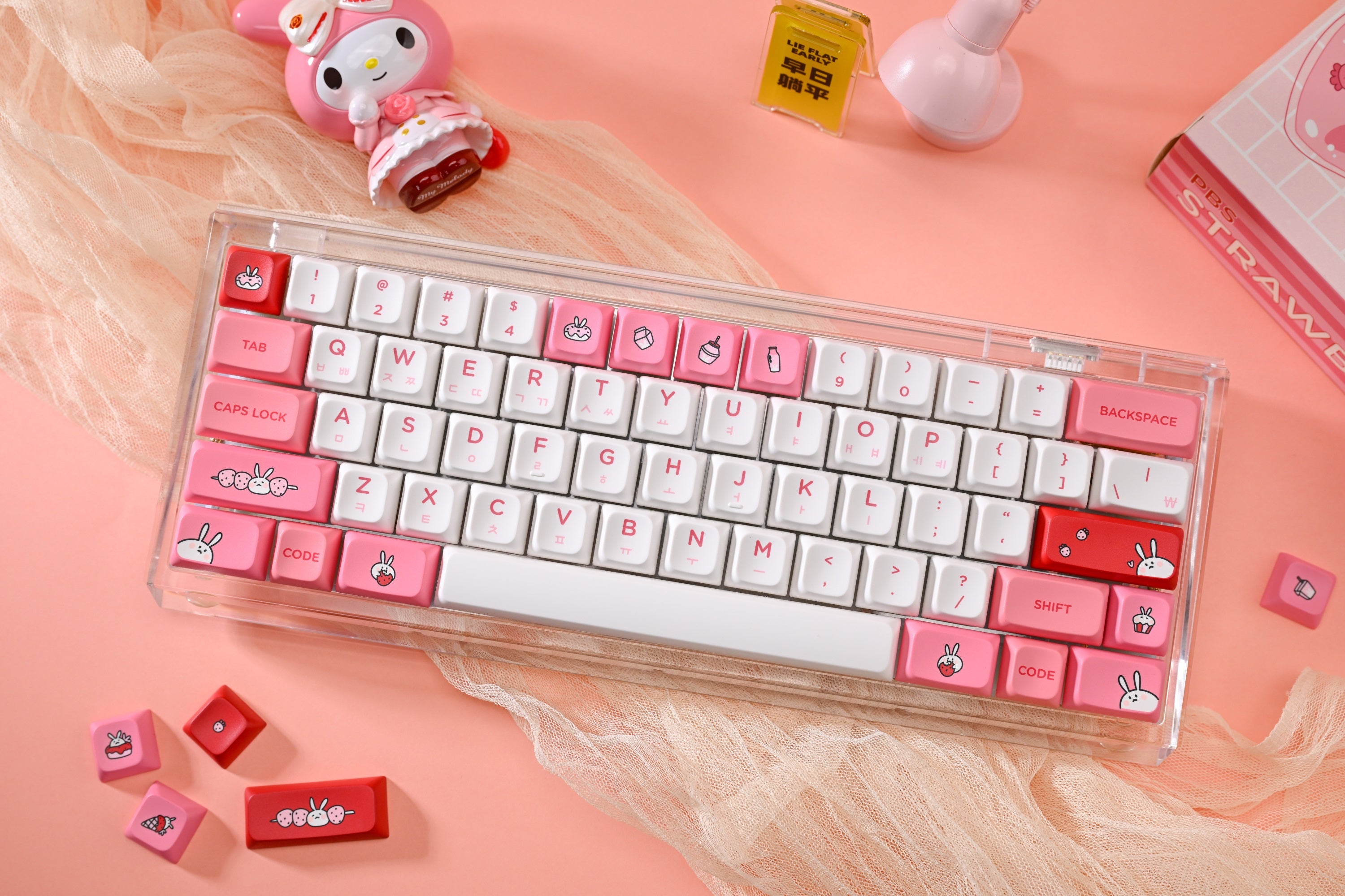 PBS Strawberry Milk Keycaps