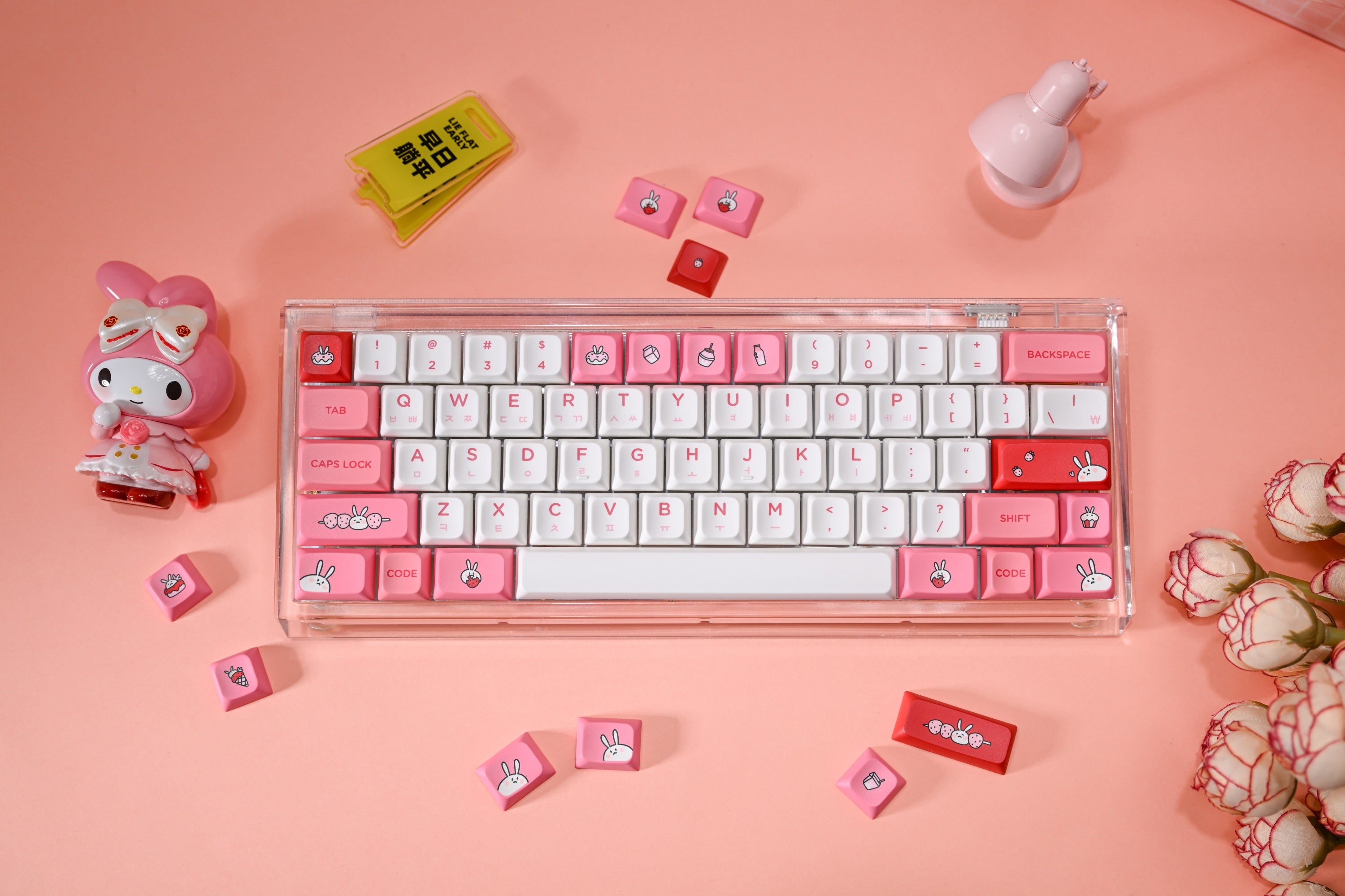 PBS Strawberry Milk Keycaps