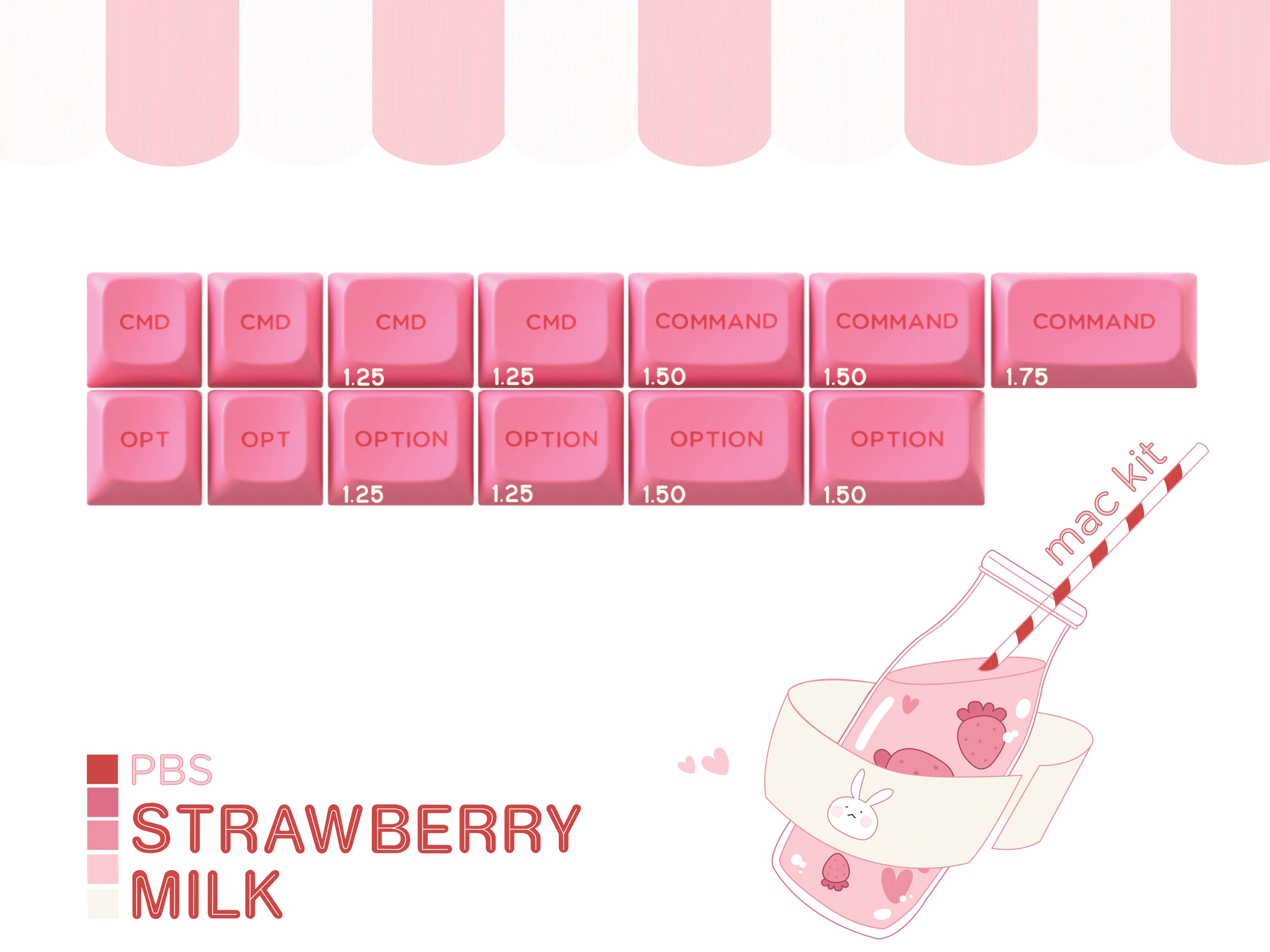 PBS Strawberry Milk Keycaps