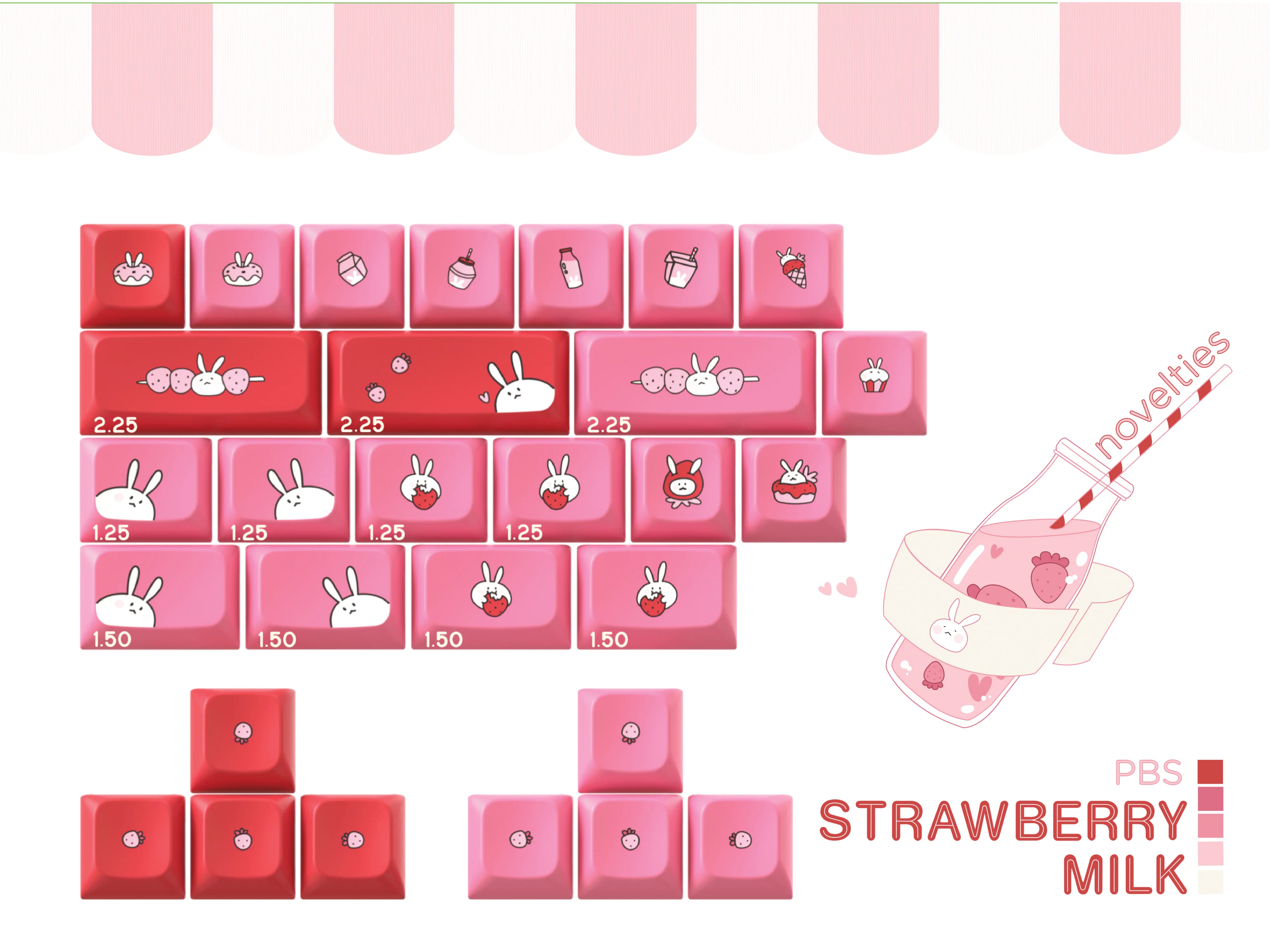 PBS Strawberry Milk Keycaps