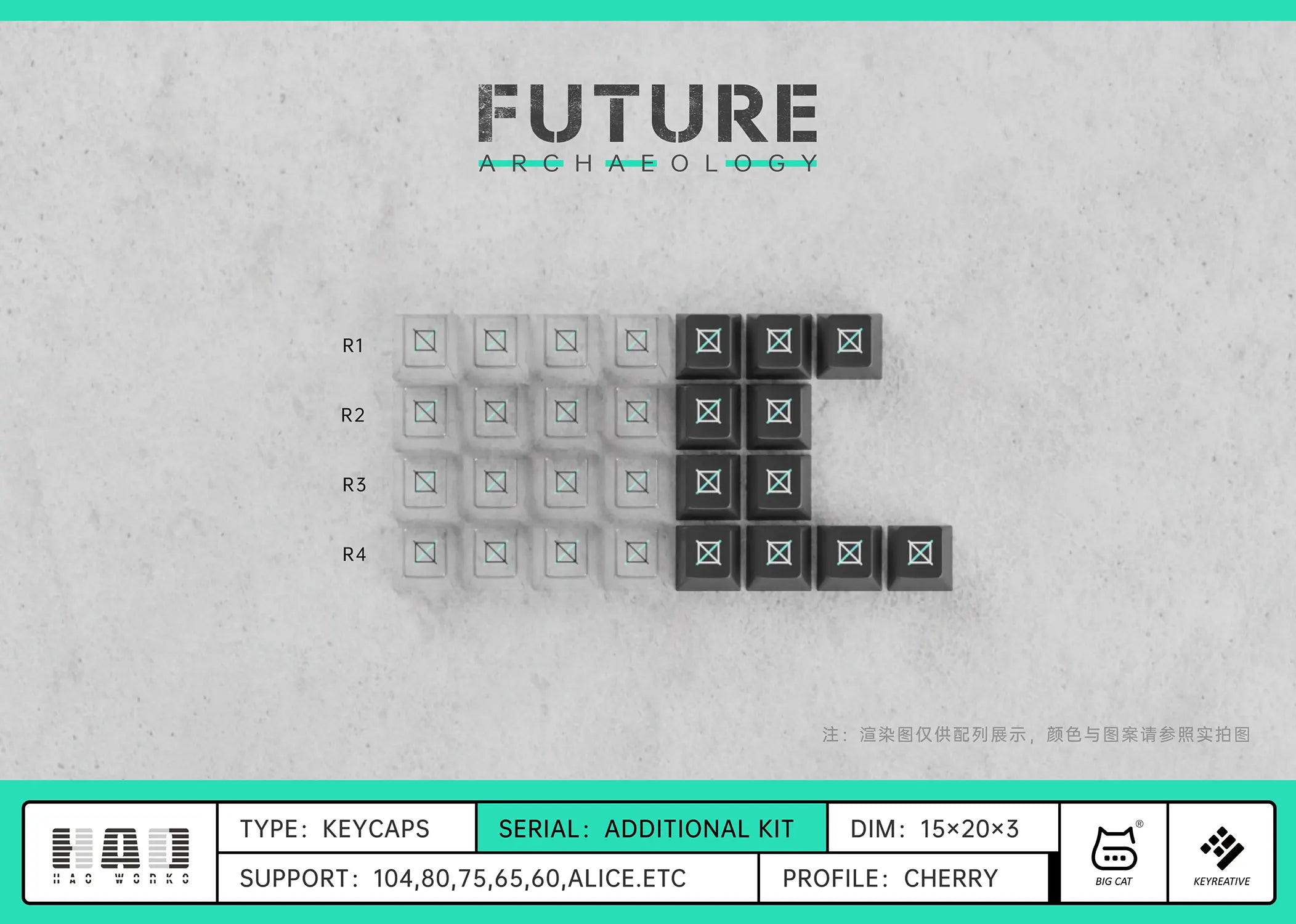 Future Archaeology White Cherry Profile Keycaps Additional Kit