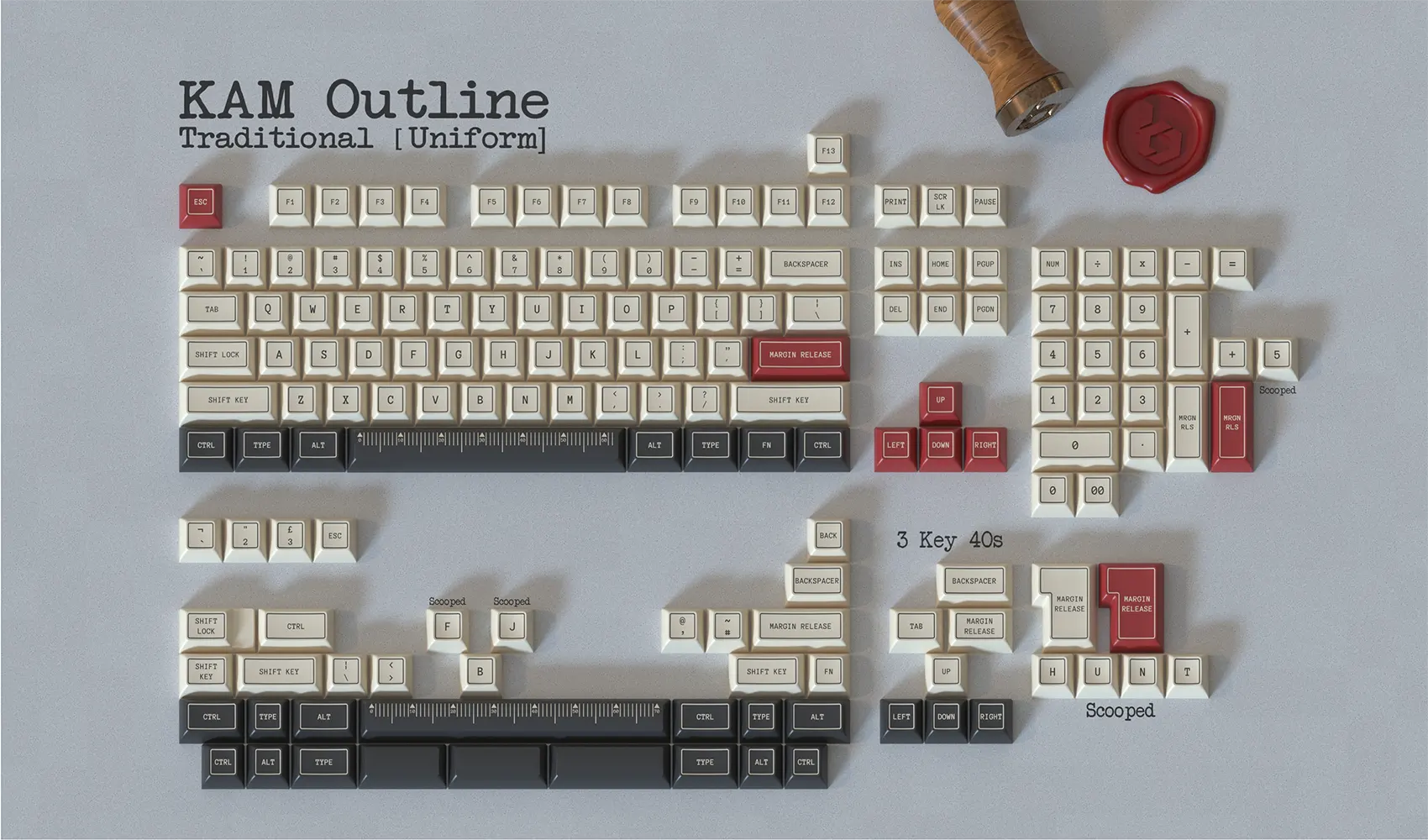 KAM Outline Thickened PBT Keycaps Traditional Base