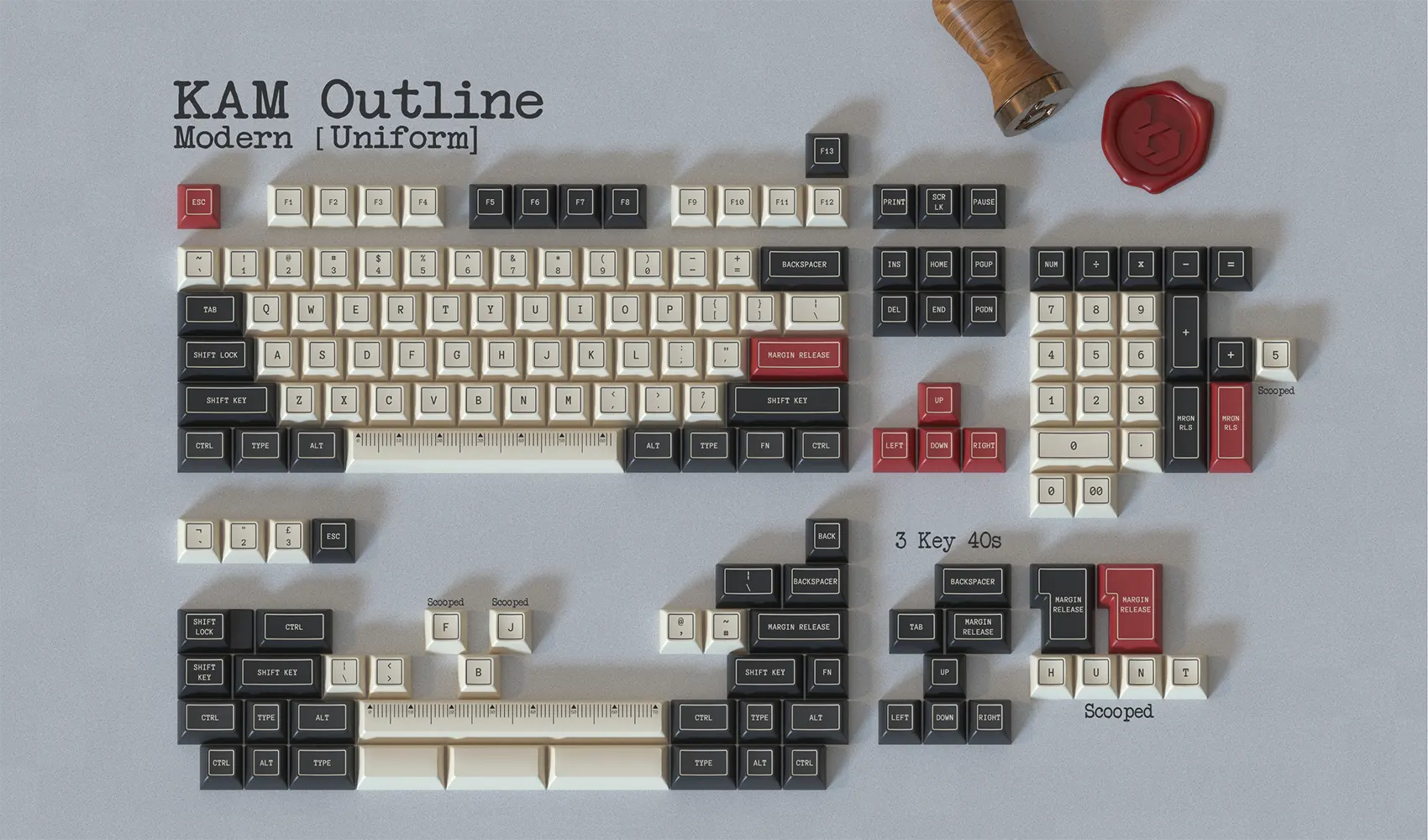 KAM Outline Thickened PBT Keycaps Modern Base